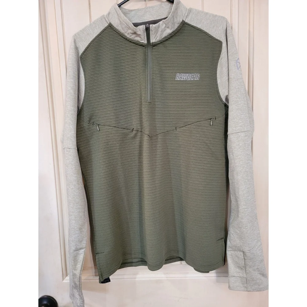 Raw Gear Mens Size Small Olive Green Half Zip Sweatshirt